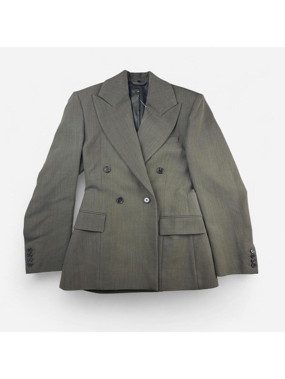 COS Olive Double Breasted Tailored Wool Blazer in Green
